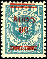 4070 30 C. Auf 1000 Mark Freimarke, Abart "kopfstehender Aufdruck", Tadellos Ungebraucht, Sign. Dr. Petersen BPP Und Fot - Memel (Klaïpeda) 1923