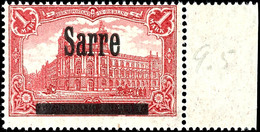 4094 1 M. Deutsches Reich Mit Aufdruck "Sarre" In Type II, Aufdruck Mit Abart "spitzes 'a' In 'Sarre' " Mit Rechtem Boge - Other & Unclassified