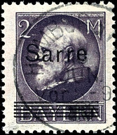 4098 2 Mark Bayern Schwarzgrauviolett Mit Aufdruck "Sarre", Gestempelt "Homburg Pfalz", Tadellose Erhaltung, Fotobefund  - Andere & Zonder Classificatie