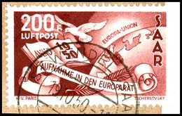 4197 200 Fr. Europarat Flugpostmarke, Plattenfehler I "weißer Punkt Hinter Währungsbezeichnung F" (Feld 15), Tadellos Ge - Andere & Zonder Classificatie