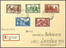 4205 8 + 2 Bis 50 + 20 Fr. Volkshilfe Kpl. Auf Eingeschriebenem Satzbrief Von "LIMBACH B HOMBURG (SAAR) 14.4.52" Nach La - Sonstige & Ohne Zuordnung