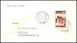 4217 500 Fr. Freimarke Auf FDC Mit Ersttagsstempel SAARBRÜCKEN 2 01.8.53 Nach Köln, Tadellos, Neues Fotoattest Ney VP (2 - Andere & Zonder Classificatie