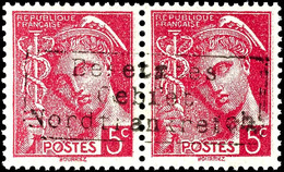 4308 5 C. Freimarke, Waagerechtes Paar Mit Aufdruck In Type II, Rückseitig Wie üblich Teilabschlag Des Poststempels "Cou - Other & Unclassified