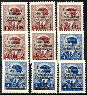 4439 0,50 L. - 20 L. Aufdruckmarken, Tadellos Ungebraucht, Mi. 250.-, Katalog: 1/9 * - German Occ.: Montenegro