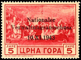 4441 5 Lire Verwaltungsausschuss, Tadellos Postfrisch, Gepr. Krischke, Mi. 600.-, Katalog: 14 ** - Deutsche Bes.: Montenegro