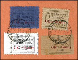 4502 50 Kop., 1,50 Krb. Dünnes Papier Sowie Gewöhnliches Papier Und 3,00 Krb. Freimarken Auf Briefstück, Tadellos Gestem - Autres & Non Classés