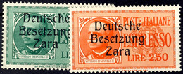 4518 1,25 Und 2,50 Lire Freimarken, Tadellos Postfrisch, Gepr. Ludin BPP, Mi. 280.-, Katalog: 21/22 ** - Deutsche Bes.: Zara