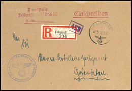 4597 1942, Feldpost-Einschreiben Mit Norm-Stpl. Vom 23.11.42 Und K-Nr. 453 (= Zweigfeldpostamt 279 In La Rochelle) Im St - Other & Unclassified