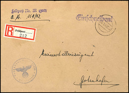 4608 1943, Feldpost-Einschreiben Mit Stummem Stpl. Vom 30.3.43 Und Blank-Feldpost-R-Zettel Sowie Mit Brief- Und Dienst-S - Andere & Zonder Classificatie