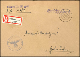 4608 1943, Feldpost-Einschreiben Mit Stummem Stpl. Vom 30.3.43 Und Blank-Feldpost-R-Zettel Sowie Mit Brief- Und Dienst-S - Other & Unclassified