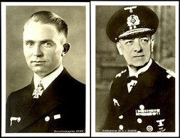 4617 2 Ungebrauchte Fotokarten Mit Abbildung Von Korvettenkapitän Prien Bzw. Großadmiral Raeder, Sehr Gute Erhaltung  BF - Sonstige & Ohne Zuordnung