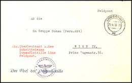 4623 1939, Kriegsmarine, Feldpost-Brief Nach Wien Mit Aufgabe-Stpl. LINZ (DONAU) 1 Vom 25.4.39 Sowie Mit Absenderangabe  - Andere & Zonder Classificatie