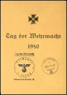 4664 1940, Rommelgedenkblatt "Tag Der Wehrmacht" Mit Allen Marken Und Stempeln, Unten Etwas Angetrennt, Sonst Einwandfre - Sonstige & Ohne Zuordnung