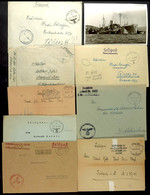 4687 1941/43, Kriegsmarine, 1 Ungebrauchte Ansichtskarte Vom Werkstattschiff "Neumark" Und 8 Feldpostbriefe (zum Teil Mi - Other & Unclassified