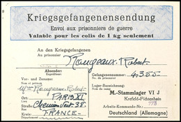 4701 1942, Kriegsgefangenensendung, Vordruckfaltbrief An Einen Franz. Kriegsgefangenen In Das Stammlager VI J - Krefeld/ - Andere & Zonder Classificatie