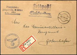 4730 1943, Kriegsmarine, Feldpost-R-Brief An Das Marineartilleriezeugamt In Gotenhafen Mit Stummen Aufgabe-Stpl. Vom 2.5 - Andere & Zonder Classificatie