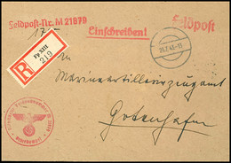 4731 1943, Kriegsmarine, Feldpost-R-Brief An Das Marineartilleriezeugamt In Gotenhafen Mit Stummen Aufgabe-Stpl. Vom 29. - Andere & Zonder Classificatie