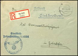 4732 1943, Kriegsmarine, Feldpost-R-Brief An Das Marineartilleriezeugamt In Wilhelmshaven Mit Stummen Aufgabe-Stpl. Vom  - Sonstige & Ohne Zuordnung