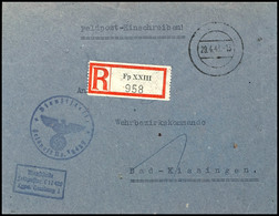 4733 1943, Kriegsmarine, Feldpost-R-Brief An Das Wehrbezirkskommando In Bad Kissingen Mit Stummen Aufgabe-Stpl. Vom 29.4 - Other & Unclassified