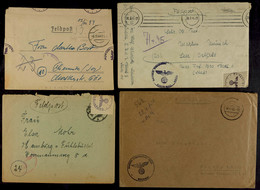 4742 1943/45, Kriegsmarine, 4 Feldpost-Briefe (teilweise Mit Inhalt) Mit Zensurbehandlung Durch Verschluss-Streifen Eine - Other & Unclassified