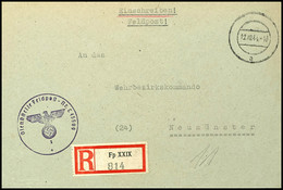 4743 1944, Kriegsmarine, Feldpost-R-Brief An Das Wehrbezirkskommando In Neumünster Mit Stummen Aufgabe-Stpl. Vom 12.10.4 - Other & Unclassified