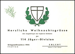 4744 1944, "Herzliche Weihnachtsgrüße Den Angehörigen Der Tapferen Soldaten Der 114. Jäger-Division - Kriegsweihnachten  - Other & Unclassified