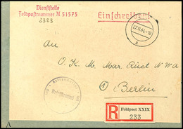 4766 1944, Kriegsmarine, Feldpost-R-Brief (doppelt Verwendeter Briefumschlag) An Das Oberkommando Der Kriegsmarine In Be - Other & Unclassified