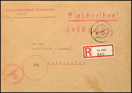 4769 1944, Kriegsmarine, Feldpost-R-Brief An Das Artillerie-Arsenal In Gotenhafen Mit Stummen Aufgabe-Stpl. Vom 21.6.44  - Sonstige & Ohne Zuordnung