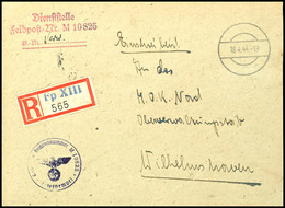 4770 1944, Kriegsmarine, Feldpost-R-Brief An Das Marine Oberkommando Nord In Wilhelmshaven Mit Stummen Aufgabe-Stpl. Vom - Other & Unclassified