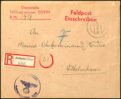 4772 1944, Kriegsmarine, Feldpost-R-Brief An Das Marine-Oberkommando Nordsee In Wilhelmshaven Mit Stummen Aufgabe-Stpl.  - Andere & Zonder Classificatie