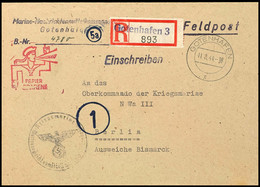 4774 1944, Kriegsmarine, Feldpost-R-Brief An Das Oberkommando Der Kriegsmarine In Berlin Mit Aufgabe-Stpl. GOTENHAFEN Vo - Andere & Zonder Classificatie