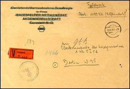 4798 1944, Kriegsmarine, Feldpost-Wert-Brief (DIN A5-Format) über RM 1.100,00 An Das Oberkommando Der Kriegsmarine In Be - Sonstige & Ohne Zuordnung