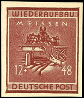 4960 12 + 48 Pfg Wiederaufbau Geschnitten, Tadellos Postfrisch, Gepr. Leonhard, Mi. 150.-, Katalog: 38B ** - Meissen