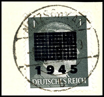 4970 1 Pfg Hitler Dunkelgrau Mit Aufdruck In Type I, Gestempelt "Netzschkau" Auf Briefstück, Gepr. Opitz, Mi. 100.-, Kat - Other & Unclassified