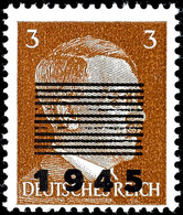 4973 3 Pfg Hitler Mit Probeaufdruck "12 Waagerechte Striche Und 1945", Tadellos Postfrisch, Gepr. Opitz Und Sturm, Mi. 2 - Andere & Zonder Classificatie