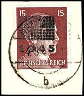 4998 15 Pfg Hitler Mit Aufdruck In Type I, Gestempelt "Netzschkau 4.8.45" Auf Briefstück, Tadellose Erhaltung, Gepr. Opi - Autres & Non Classés