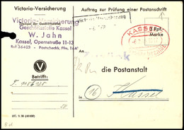 5026 1946, Vorgedruckte Karte "Auftrag Zur Prüfung Einer Postanschrift" Gebraucht Aus KASSEL 7 Gebühr Bezahlt 6.2.46 Im  - Other & Unclassified