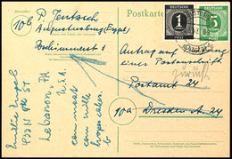 5027 1 Pfg. Und 5 Pfg. Ziffer Auf Karte Als Anschriftenprüfkarte Aus AUGUSTUSBURG 29.5.47 Nach Dresden Und Retour Mit Rü - Other & Unclassified