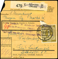 5041 1 M. Ziffer, Zwei Einzelwerte Als Mehrfachfrankatur Vorder- Und Rückseitig Auf Paketkarte Aus BERGN 7.6.47 Nach Ber - Autres & Non Classés