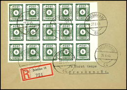 5101 6 Pfg Schwarzgelbgrün, Nur Waagerecht Durchstochen, Waagerechter 15er-Block Mit Rechtem Bogenrand Auf Orts-R-Brief  - Other & Unclassified
