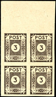 5120 3 Pf. Schwarzbraun, Papier V Mit Spargummi, Oberrand-4er-Block Mit Einmal Type II, Tadellos Postfrisch, Katalog: 51 - Andere & Zonder Classificatie