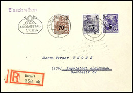 5298 Fünfjahrplan III Komplett Auf 3 Einschreiben-FDC Von BERLIN 1.10.54 Nach Ingolstadt, Rückseitig Ank.-Stpl, Tadellos - Autres & Non Classés