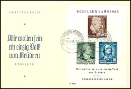 5307 Schiller-Block Auf Schmuck-FDC Mit übergehendem Ersttagsstempel STAPELBURG (KR WERNIGERODE) 30.4.55, Tadellos, Kata - Autres & Non Classés