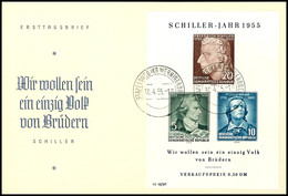 5307 Schiller-Block Auf Schmuck-FDC Mit übergehendem Ersttagsstempel STAPELBURG (KR WERNIGERODE) 30.4.55, Tadellos, Kata - Other & Unclassified