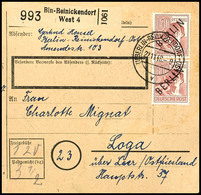 5357 60 Pfg Schwarzaufdruck, Senkrechtes Paar Als Portogerechte MeF Auf Paketkarte Von "BERLIN-REINICKENDORF 22.11.48" N - Sonstige & Ohne Zuordnung