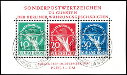 5396 Blockausgabe Währungsgeschädigte Mit ESST "BERLIN 17.12.49", Tadellos, Gepr. Schlegel BPP, Mi. 2.200.-, Katalog: Bl - Other & Unclassified