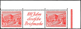 5433 20 Pf+Ra1+20 Pf., Waager. Zusammendruck, Rechte Obere Bogenecke Postfrisch, 1 Marke PF I, Mi. 600.-, Katalog: W16 * - Other & Unclassified