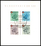5463 Blockausgabe "Deutsches Rotes Kreuz", Type I, Gestempelt "Traben-Trarbach D 16.3.49", Fotoattest H.-D. Schlegel BPP - Other & Unclassified