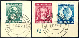 5473 10 - 30 Pfg Goethe Auf 2 Briefstücken, Tadellos Gestempelt "LINDAU 1.10.49", Tiefst Gepr. Schlegel BPP, Mi. 130.-,  - Other & Unclassified