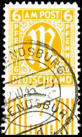 5501 6 Pfg AM-Post, Deutscher Druck, Type BZ, Unten Ungezähnt Mit Unterrand, Sauber Rundgestempelt "RENDSBURG 12.10.45", - Sonstige & Ohne Zuordnung